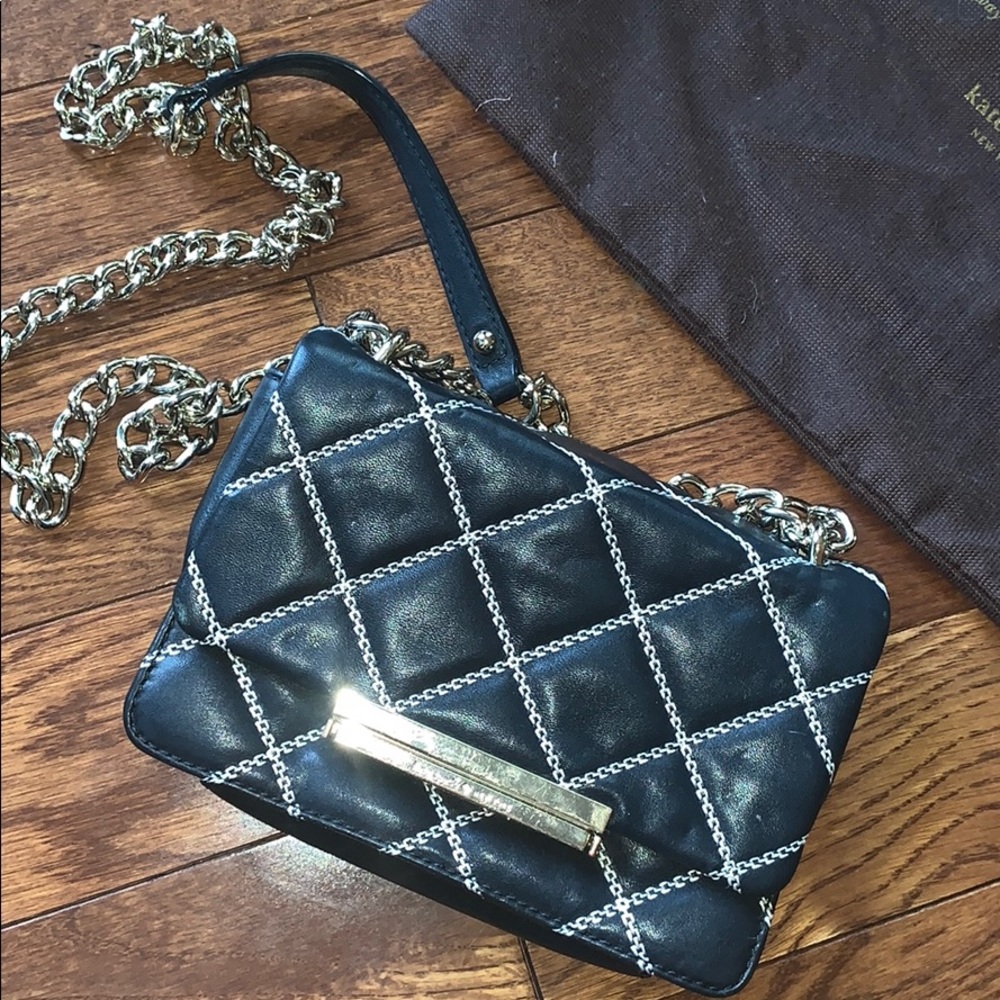 Kate Spade Quilted Crossbody Black White Gold